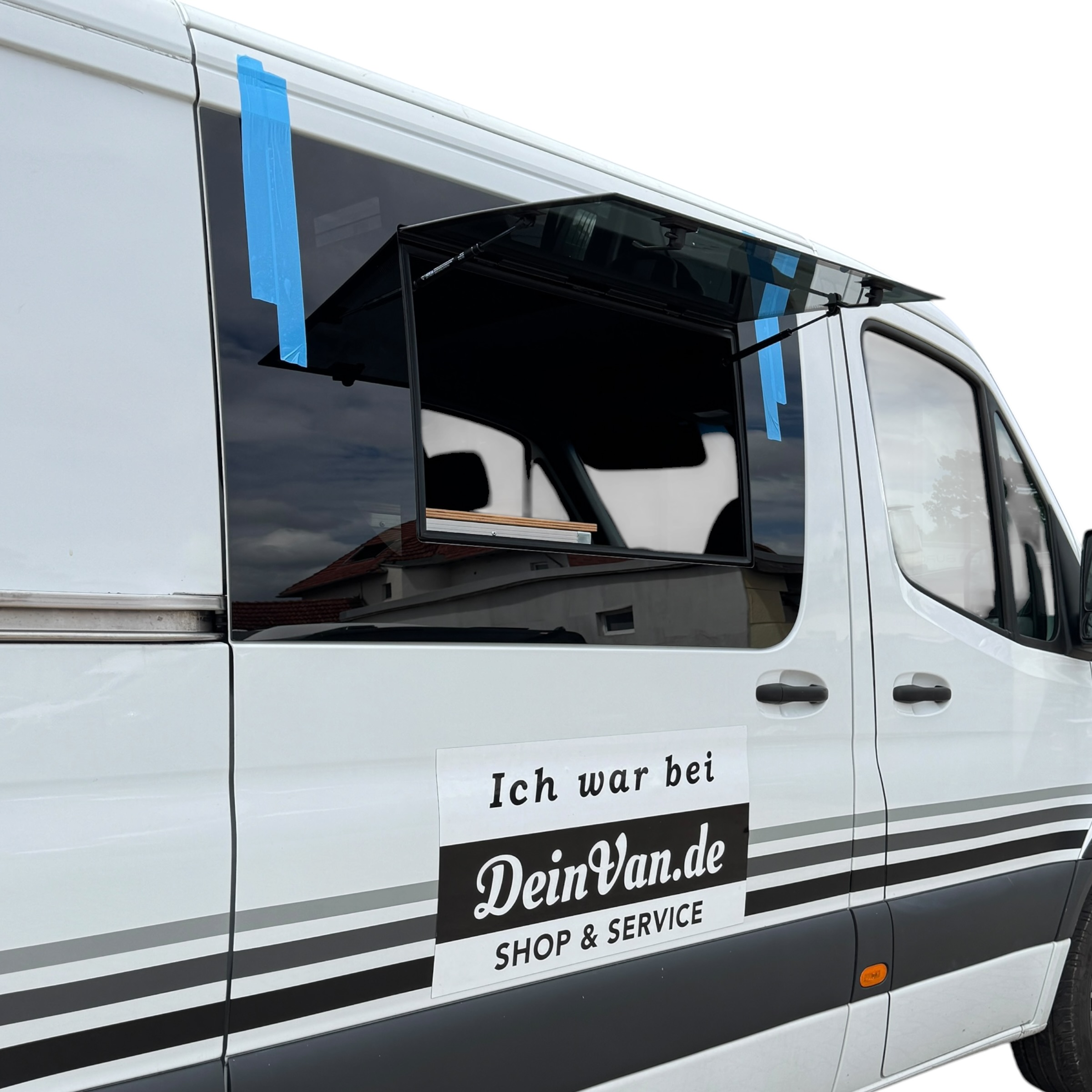 Exklusives Echtglas-Ausstellfenster VR für Mercedes Sprinter W906 bis 2017 - Rahmenloses Premium-Design mit integriertem Verdunkelungs- und Moskitonetzsystem
