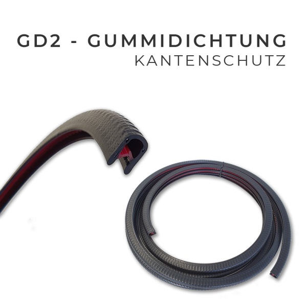 GD2 - Gummidichtung, Kantenschutz für Seitenscheibe 1-4mm