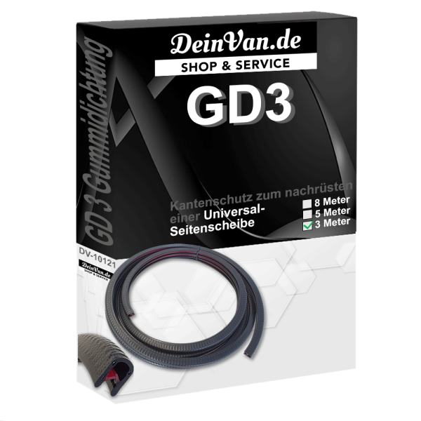 GD3 - Gummidichtung, Kantenschutz für Universal Scheibe mit Schiebefenster